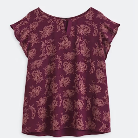 Papermoon Tops - Floral Print Women's Top - burgundy